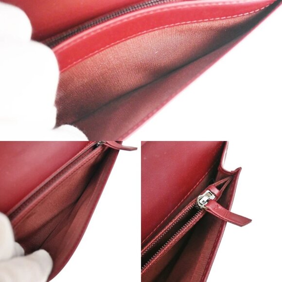 CHANEL CC Logo Bifold Long Wallet Grained Patent Leather Red Spain 31RF338 - Picture 8 of 15